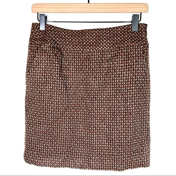 Loft wine red and brown tweed straight pencil skirt size 2 petite 2P B116 - Picture 1 of 5